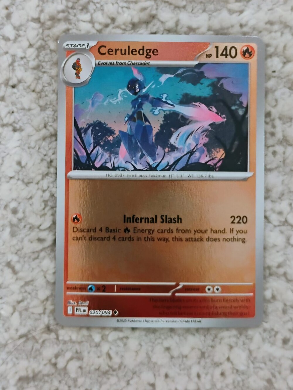 POKEMON TCG Card Ceruledge Reverse Holo Phantasmal Flames 020/094 PZ